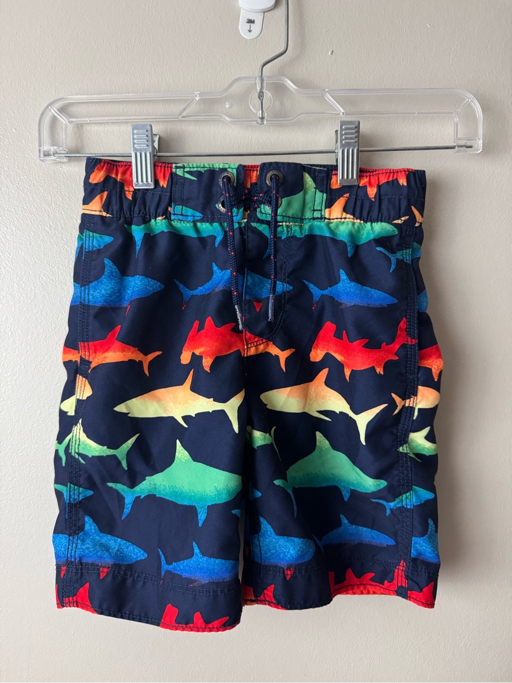 Boys GAP Navy Shark Print Swim Shorts - Multicolor Size 4/5